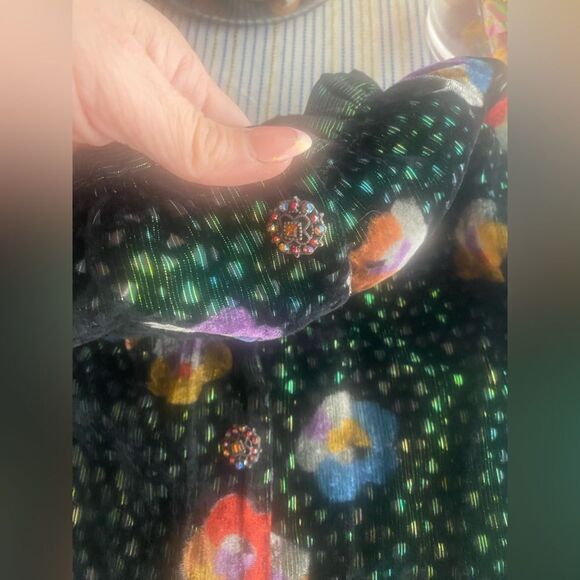 Anthropologie Eva Franco Mini Dress Womens Floral Velvet Multicolored Sz XL NWT - Picture 8 of 16